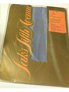 Womens Saks Fifth Avenue Persian Blue Pantyhose Sz B 9033 Sheer Control Top New